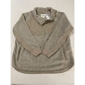 NWT - Abercrombie & Fitch Womens Fleece Jacket Tan Cowl Neck - XL